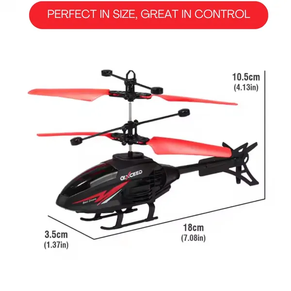 Flying Helicopter with Hand Induction and Remote Control | Electronic Radio RC Remote Control Toy | Charging Helicopter with Safety Sensor for Kids (Black Multi)