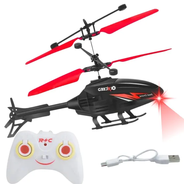 Flying Helicopter with Hand Induction and Remote Control | Electronic Radio RC Remote Control Toy | Charging Helicopter with Safety Sensor for Kids (Black Multi)