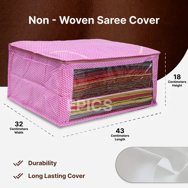 (Pack of 5) (8 inch) Silk Satin Large Saree Cover, Transparent saree cover