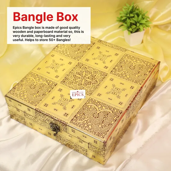 Wooden Box with Four Rod Bangle Storage Box with Lock System