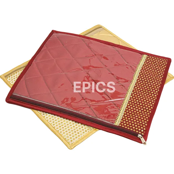 (Pack of 5) Silk Satin Tikki single Saree Cover, Transparent saree cover