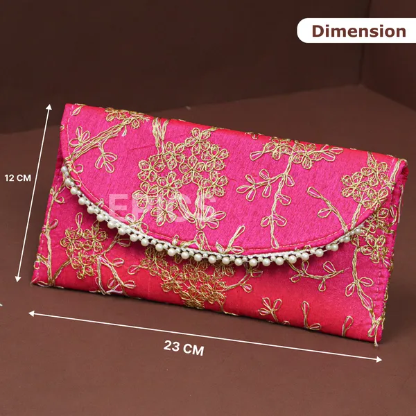 (Pack Of 5) Embroidery Flower Design Wedding return gift Clutch for women