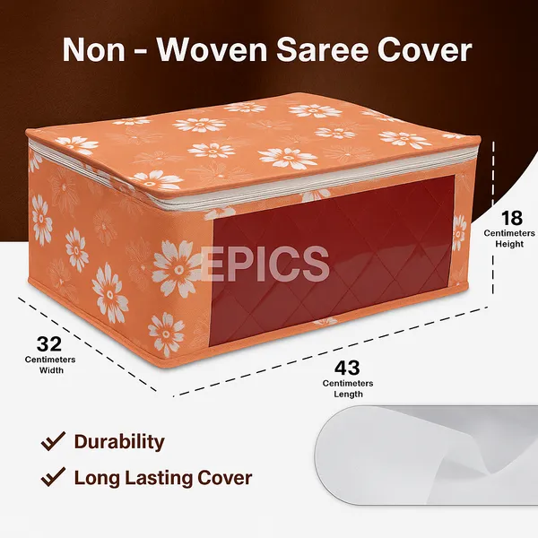 (Pack of 10) Non-Woven Large Saree Cover, Bow Design With Front Transparent
