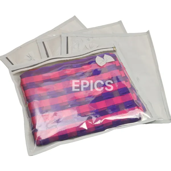 (Pack Of 10) Bow Design With Top Transparent Non-Woven Single Saree Cover