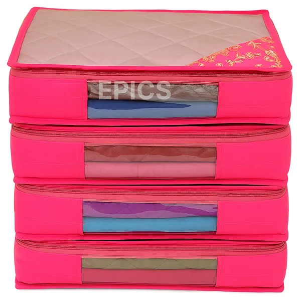 (Pack of 5) (3 inch)  Silk Satin Double Saree Cover, Transparent saree cover