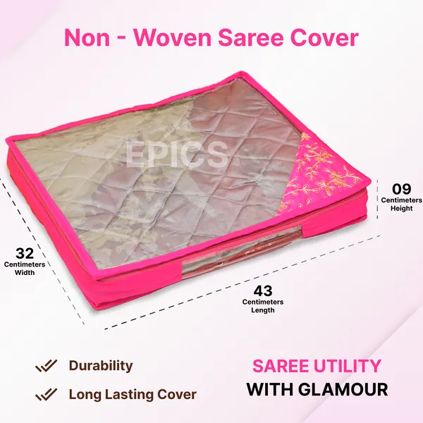 (Pack of 5) (3 inch)  Silk Satin Double Saree Cover, Transparent saree cover