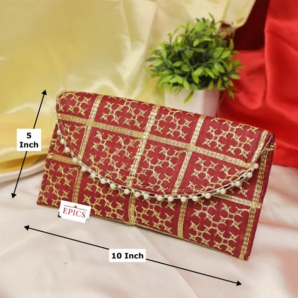 (Pack Of 5) Embroidery Flower Design Wedding return gift Clutch for women