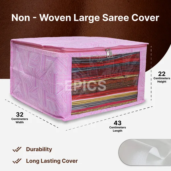 (Pack of 5) (8 inch) Silk Satin Large Saree Cover, Front Transparent saree covers