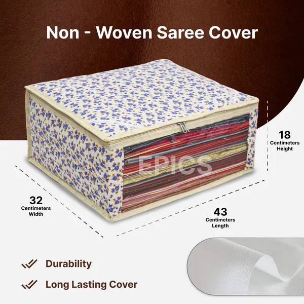 (Pack of 5) (8 inch) Silk Satin Large Saree Cover, Transparent saree cover