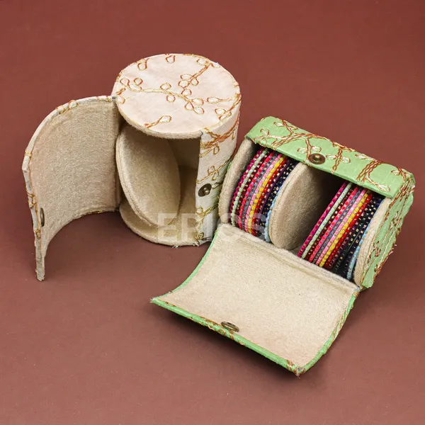 (Pack Of 8) Wooden Embroidery Designed Bangle Box(pack of 8 )