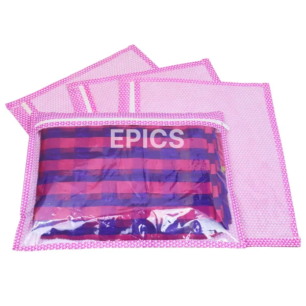 (Pack Of 10) Dot Printed Top Transparent Non-Woven Single Saree Cover