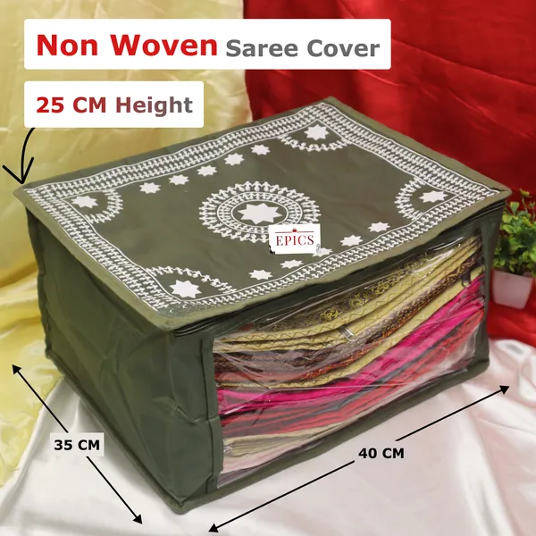 (Pack of 5) (10 inch) Silk Satin Large Saree Cover, Transparent saree cover clothes Cover with Stainless Steel Zip