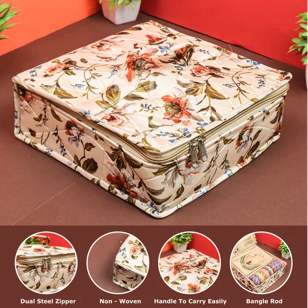 Epics Jewellery Organisers Pouch | Large Travel Jewellery Box with 6 Transparent Pouches & Bangle Rod | Jewellery Storage Bag for Women (Brown)