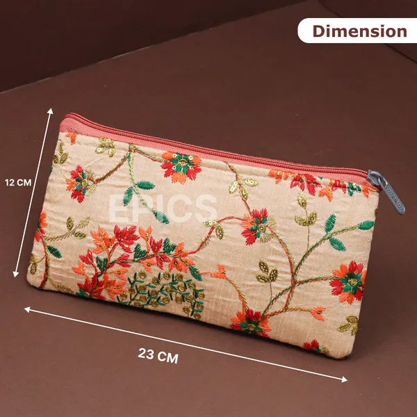 (Pack of 10) Flower Designed Zip Pouches, Wedding Return Gift For Women