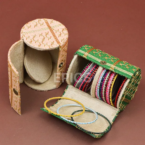 (Pack of 8) Wooden Checks Designed Bangle Box