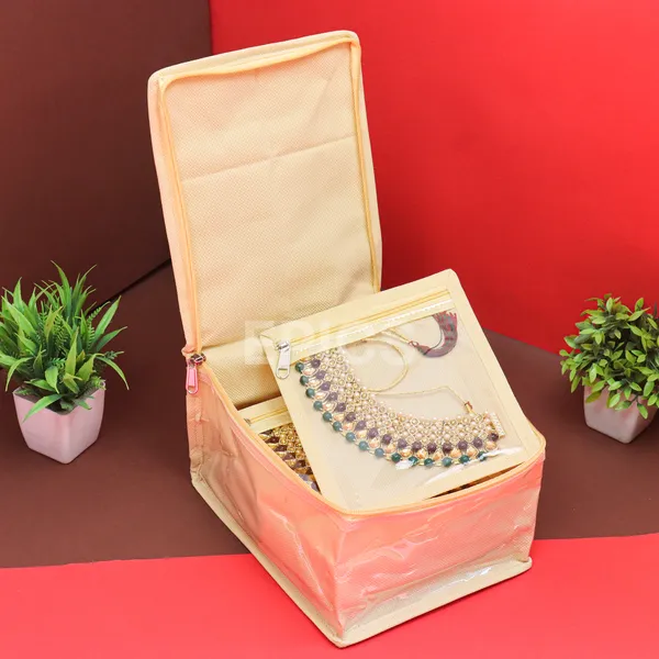 Elegant Jewelry Storage Organizer with Multiple Zippered Pouches – Travel-Friendly & Dustproof Jewelry Case for Necklaces, Bangles & Accessories