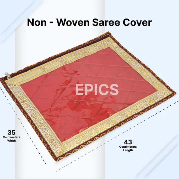 (Pack of 5) Silk Satin Single Saree Cover, Transparent Top saree covers