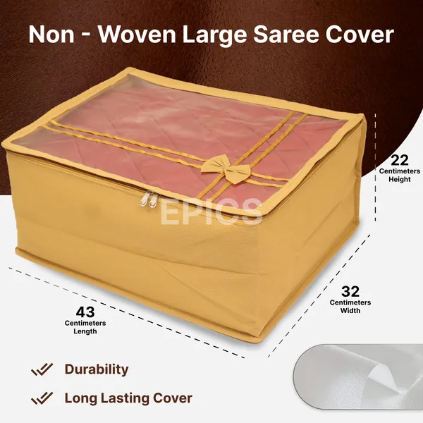 (Pack of 5) (8 inch) Non-woven Saree Cover, Top Transparent Large saree cover