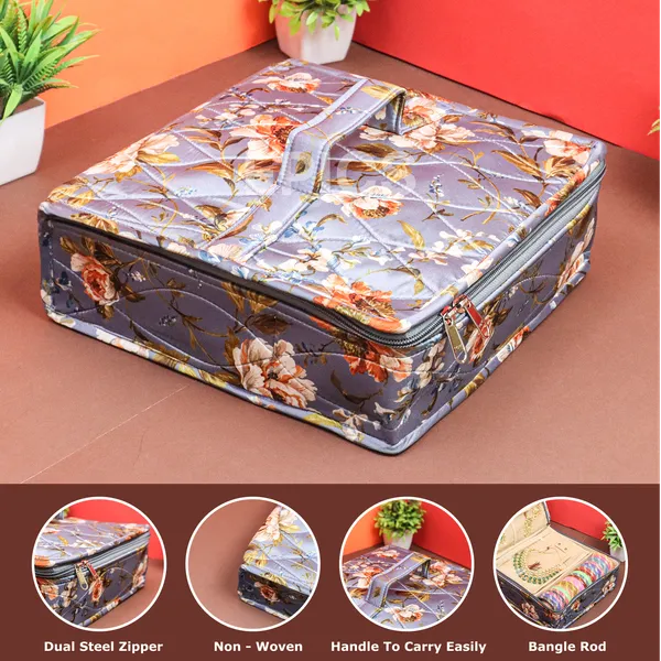 Epics Jewellery Organisers Pouch – Elegant Travel Jewellery Storage Bag | 6 Transparent Pouches & Bangle Rod | Compact Jewellery Box for Women (Gray)