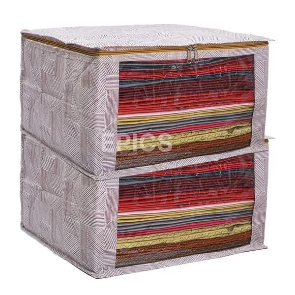 (Pack of 5) (8 inch) Silk Satin Large Saree Cover, Front Transparent saree covers