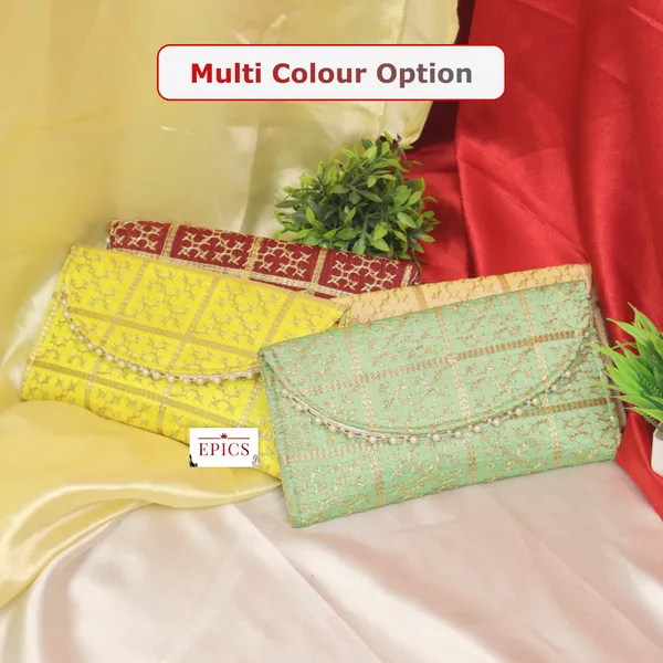 (Pack Of 5) Embroidery Flower Design Wedding return gift Clutch for women