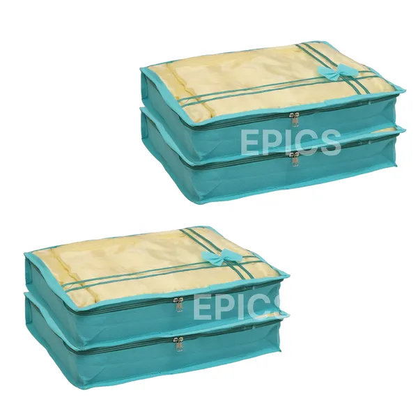 (Pack of 10) Non-Woven Double Saree Cover, Bow Design With Top Transparent