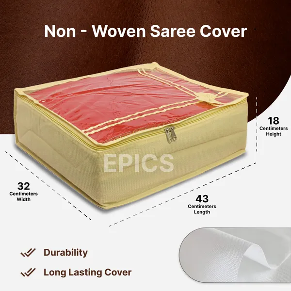 (Pack of 5) (7 inch) Non-Woven Large Saree Cover, Transparent saree covers