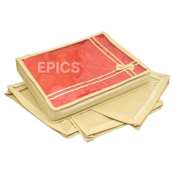 (Pack of 5) (3 inch) Non-Woven Double Saree Cover, Transparent saree cover