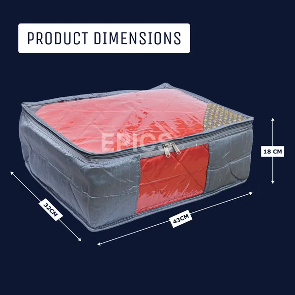 (Pack of 5) (8 inch) Silk Satin Large Saree Cover, Transparent saree covers