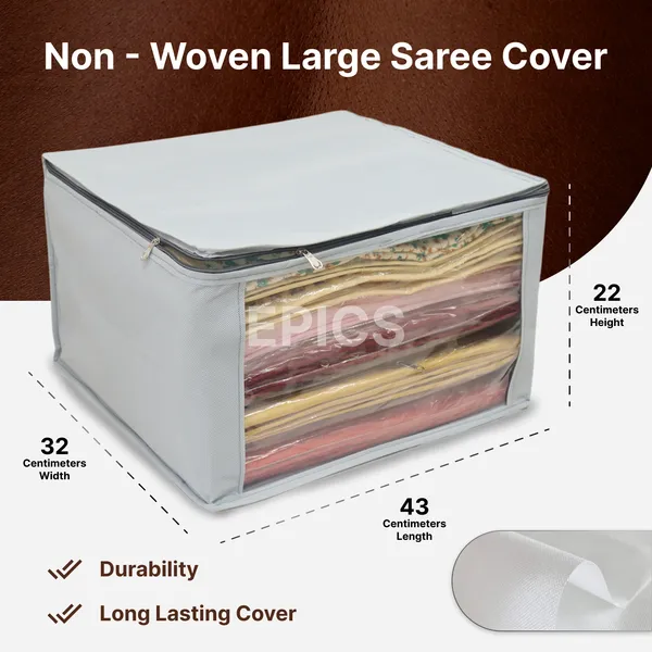 (Pack of 5) (11 inch) Non-woven Saree Cover, Large Saree Cover Clothes Cover