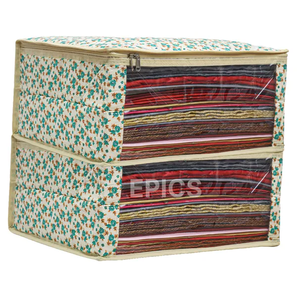 (Pack of 5) (8 inch) Silk Satin Large Saree Cover, Transparent saree cover