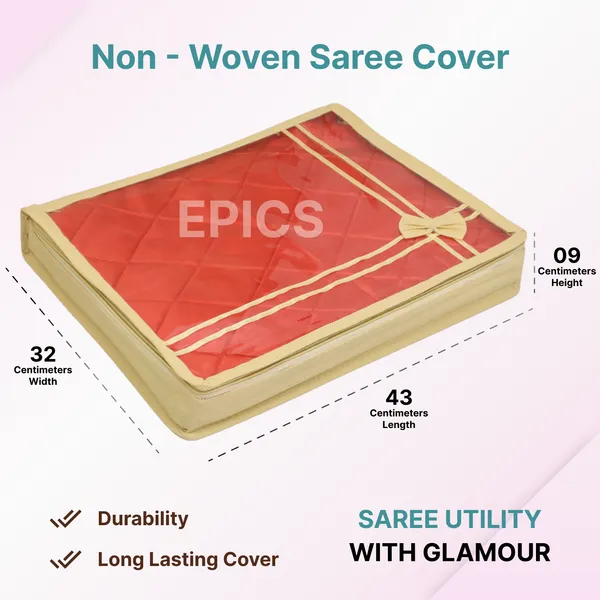 (Pack of 5) (3 inch) Non-Woven Double Saree Cover, Transparent saree cover