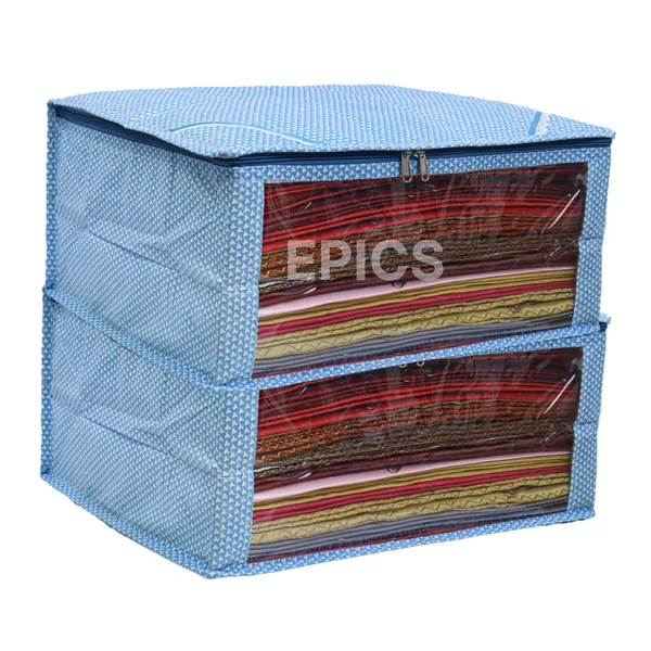 (Pack of 5) (8 inch) Silk Satin Large Saree Cover, Transparent saree cover