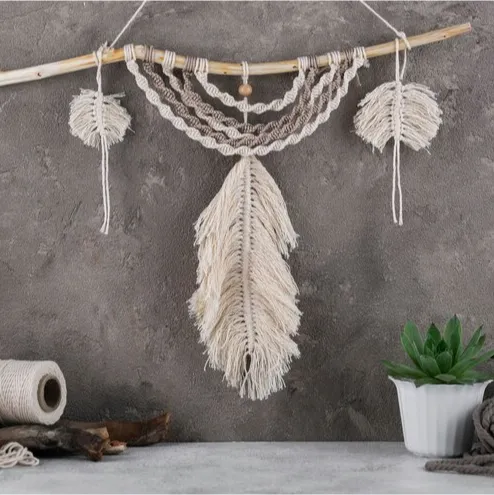 White large feather wall hanging