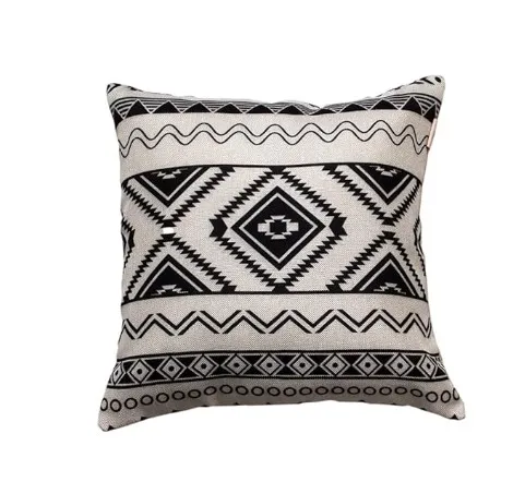 Black and white tribal art cushion cover