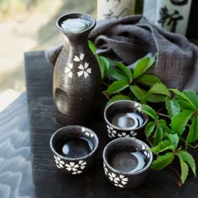 Black Floral chinese tea pot set