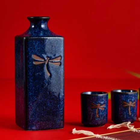 Blue Cuboidal Tea Set