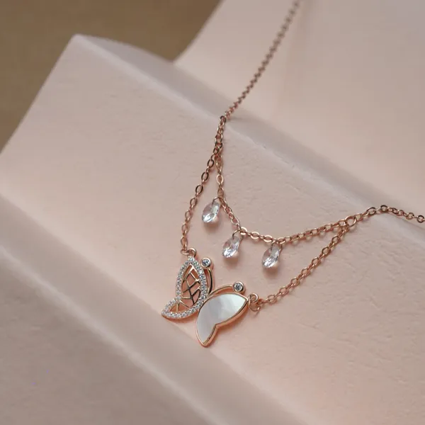 Butterfly Aura rose gold chain pandent