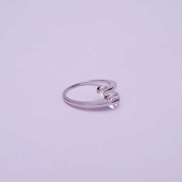 925 Sterling Silver Adjustable Dual Stone Ring