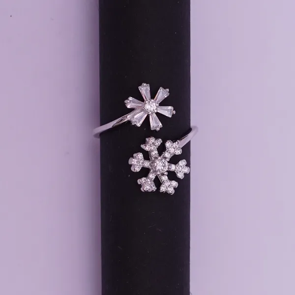 925 Sterling Silver Adjustable Snowflake Ring