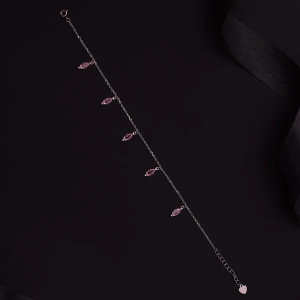 Pink Marquise Silver Bracelet