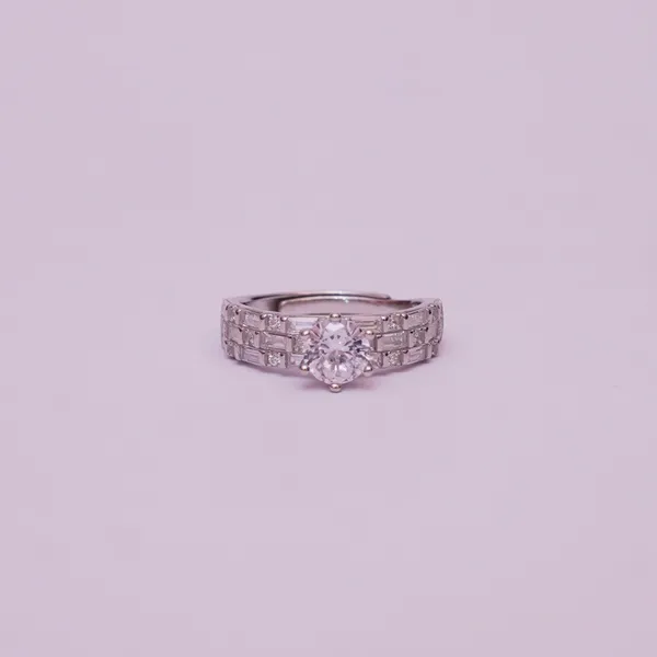 925 Sterling Silver Adjustable Pear and Baguette Ring