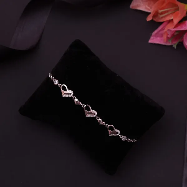 Sterling Silver Open Heart CZ Bracelet