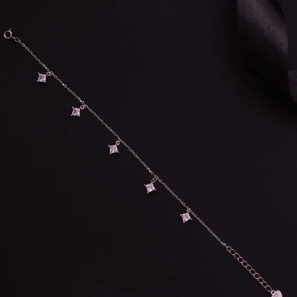 Sparkling Square Silver Bracelet