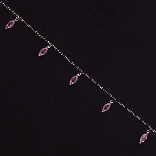 Pink Marquise Silver Bracelet