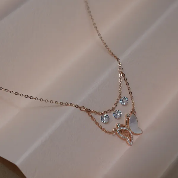 Butterfly Aura rose gold chain pandent