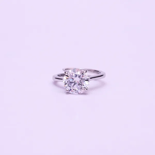 925 Sterling Silver Adjustable Sparkling Solitaire Ring
