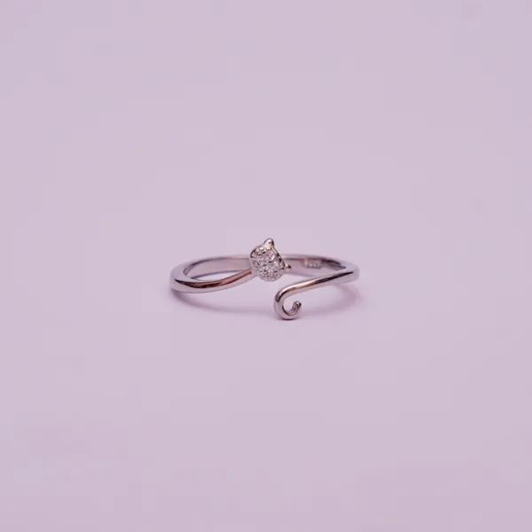 925 Sterling Silver Adjustable Kitten Ring