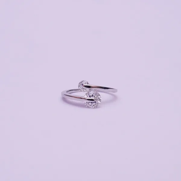 925 Sterling Silver Adjustable Dual Stone Ring