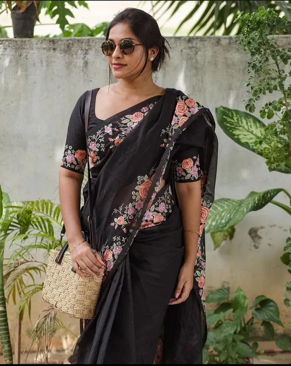 Classy Organza Saree with Embroidery Design